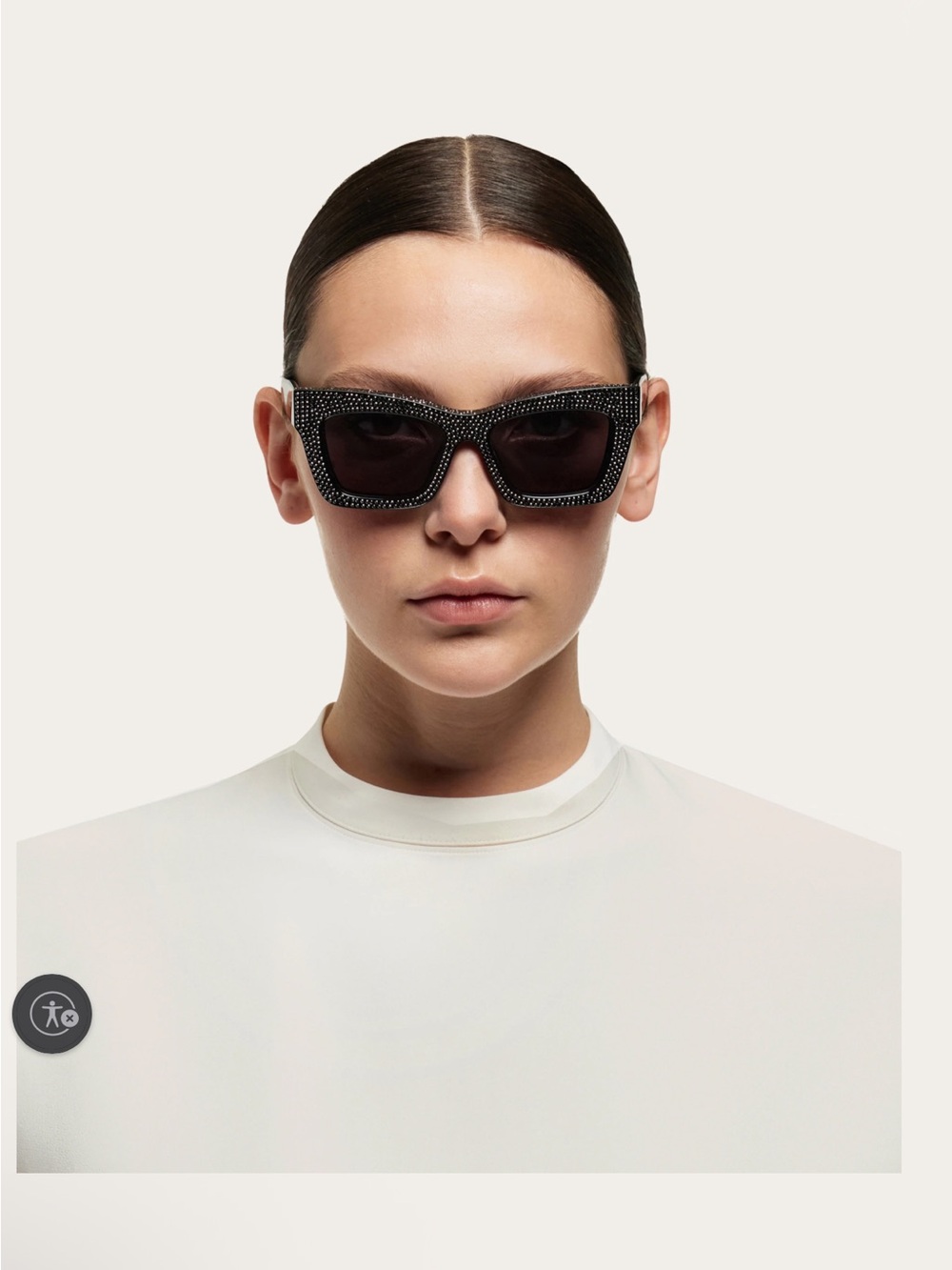 Salvatore Ferragamo Black Crystal-Studded Square Sunglasses - Picture 3 of 7